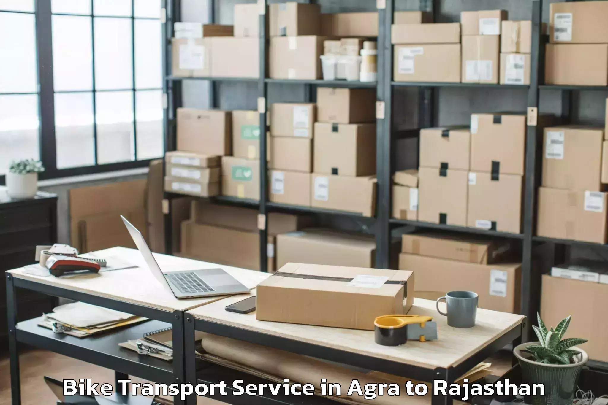 Hassle-Free Agra to Malsisar Bike Transport